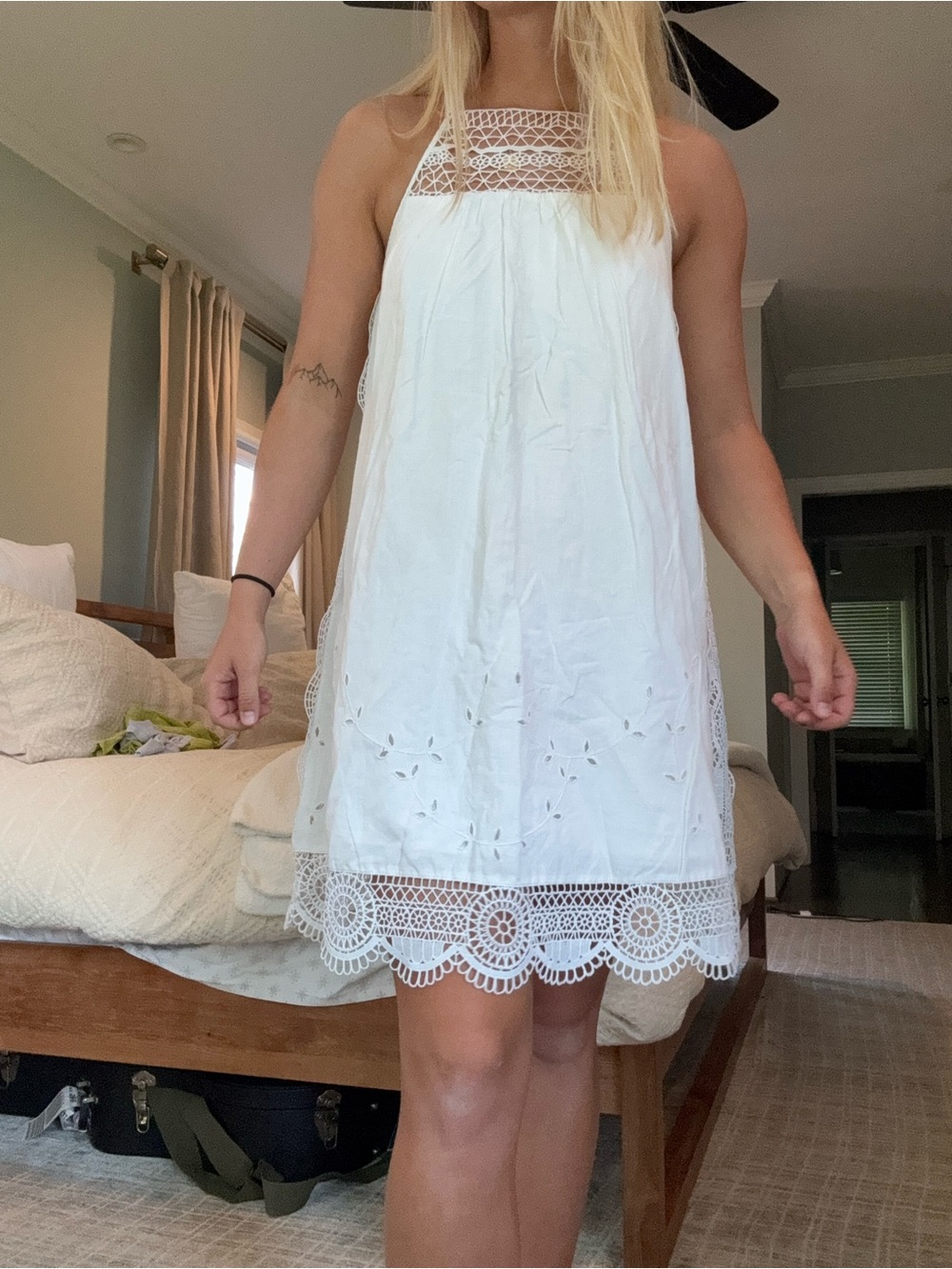 GAP White Crochet-Trim Midi Sundress